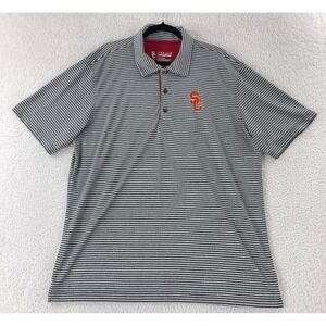USC Trojan Apparel Performance Golf Polo Shirt Mens Size XL Black White Stripe